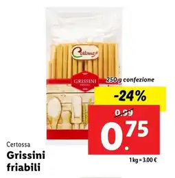 Lidl Certossa Grissini friabili offerta