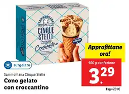 Lidl Sammontana Cinque Stelle Cono gelato con croccantino offerta