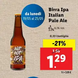 Lidl Birra Ipa Italian Pale Ale offerta