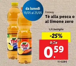 Lidl Freeway Tè alla pesca o al limone zero offerta