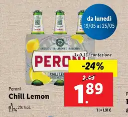 Lidl Peroni Chill Lemon offerta