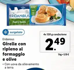 Lidl Eridanous Girelle con ripieno al formaggio e olive offerta