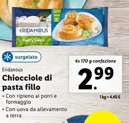 Lidl Eridanous Chiocciole di pasta fillo offerta