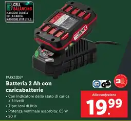 Lidl PARKSIDE Batteria 2 Ah con caricabatterie offerta