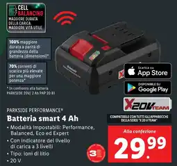 Lidl PARKSIDE PERFORMANCE Batteria smart 4 Ah offerta