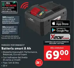 Lidl PARKSIDE PERFORMANCE Batteria smart 8 Ah offerta