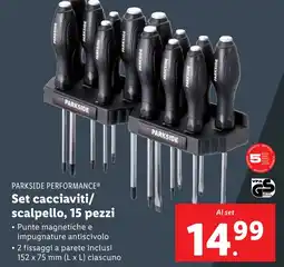 Lidl PARKSIDE PERFORMANCE Set cacciaviti/ scalpello, 15 pezzi offerta