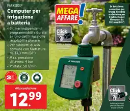 Lidl PARKSIDE Computer per irrigazione a batteria offerta
