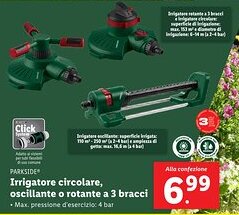Lidl PARKSIDE Irrigatore circolare, oscillante o rotante a 3 bracci offerta