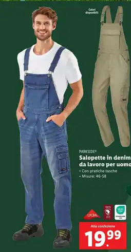 Lidl PARKSIDE Salopette in denim da lavoro per uomo offerta