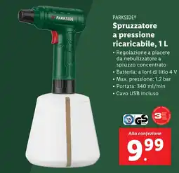 Lidl PARKSIDE Spruzzatore a pressione ricaricabile offerta