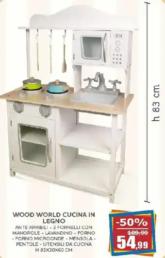Happy Casa Wood World Cucina in Legno H 83x30x60 cm offerta