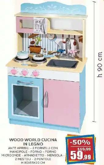 Wood World Cucina in Legno H 90x55x30 cm