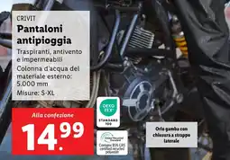 Lidl CRIVIT Pantaloni antipioggia offerta