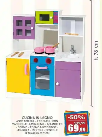 Happy Casa Cucina in Legno H 78X86,8x29,7 cm offerta