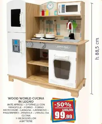 Happy Casa Wood World Cucina in Legno H 88,5x32x51 cm offerta