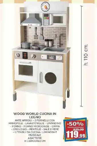 Happy Casa Wood World Cucina in Legno H 110x30x62 cm offerta