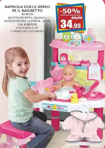 Happy Casa Bambola Dolce Bimbo Fa Il Bagnetto 40 pezzi offerta