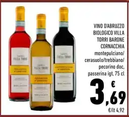 Conad VINO D’ABRUZZO BIOLOGICO VILLA TORRI BARONE CORNACCHIA offerta
