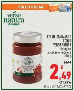 Conad Crema Spalmabile Conad Verso Natura offerta