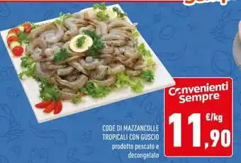 Conad Code di mazzancolle tropicali con guscio offerta