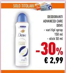 Conad DEODORANTI ADVANCED CARE DOVE offerta
