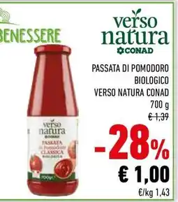 Conad Passata di Pomodoro Biologico Verso Natura Conad offerta