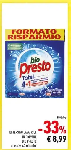 Conad DETERSIVO LAVATRICE IN POLVERE BIO PRESTO offerta