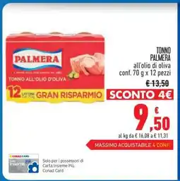 Conad Tonno Palmera all'olio di oliva offerta