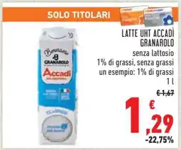 Conad LATTE UHT ACCADI GRANAROLO offerta