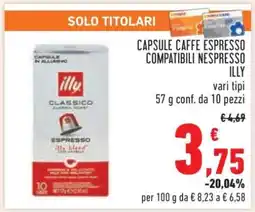 Conad Capsule Caffè Espresso Compatibili Nespresso Illy offerta