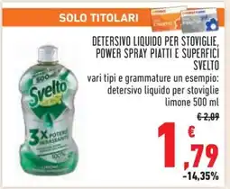 Conad Detersivo liquido per stoviglie, power spray piatti e superfici Svelto offerta