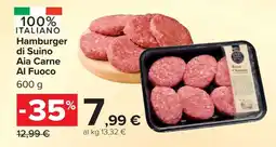 Carrefour Hamburger di Suino Aia Carne Al Fuoco offerta