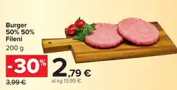 Carrefour Burger 50% 50% Fileni offerta