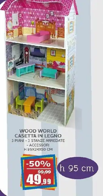Happy Casa Wood World Casetta in Legno h 95 cm offerta
