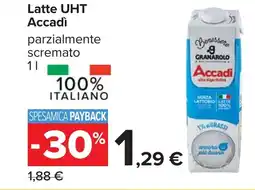 Carrefour Latte UHT Accadi parzialmente scremato offerta