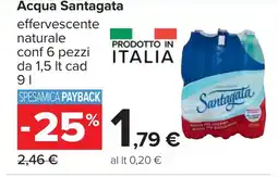 Carrefour Acqua Santagata effervescente naturale offerta