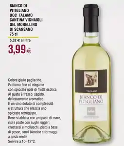 Coop Bianco di pitigliano doc talamo cantina vignaioli del morellino di scansano offerta