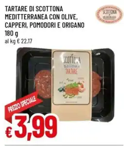 Famila Tartare di scottona meditterranea con olive, capperi, pomodori e origano offerta