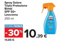 Carrefour Spray Solare Tripla Protezione Bimbi SPF 50+ Leocrema offerta