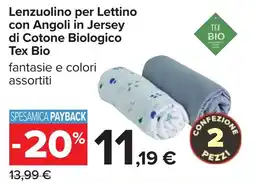 Carrefour Lenzuolino per Lettino con Angoli in Jersey di Cotone Biologico Tex Bio offerta
