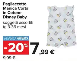 Carrefour Pagliaccetto Manica Corta in Cotone Disney Baby offerta
