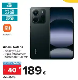 Carrefour Xiaomi Note 14 offerta