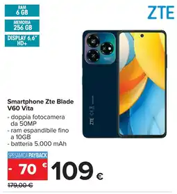 Carrefour Smartphone Zte Blade V60 Vita offerta