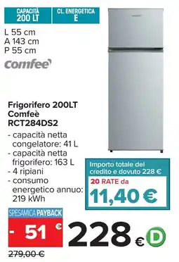 Carrefour Frigorifero 200LT Comfeè RCT284DS2 offerta