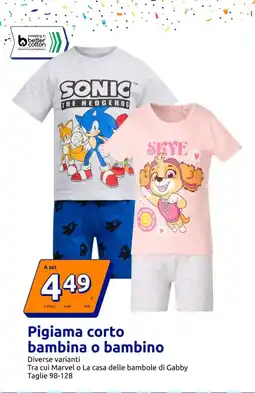 Action Pigiama corto bambina o bambino offerta