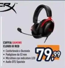 Unieuro CUFFIA GAMING CLOUD III RED offerta