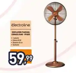 Unieuro Electroline Ventilatore Piantana Cromata Rame - VP46XR offerta