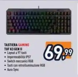 Unieuro Tastiera Gaming TUF K3 Gen II offerta