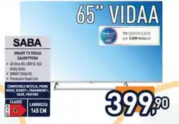 Unieuro SABA SMART TV VIDAA SA65K7YVDA offerta